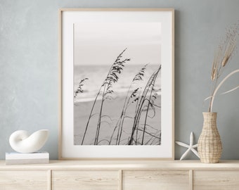 Black and White Beach Print | Sea Oats Photo | Coastal Decor | Neutral Beach House Decor | Beach House Wall Art | Outer Banks Print