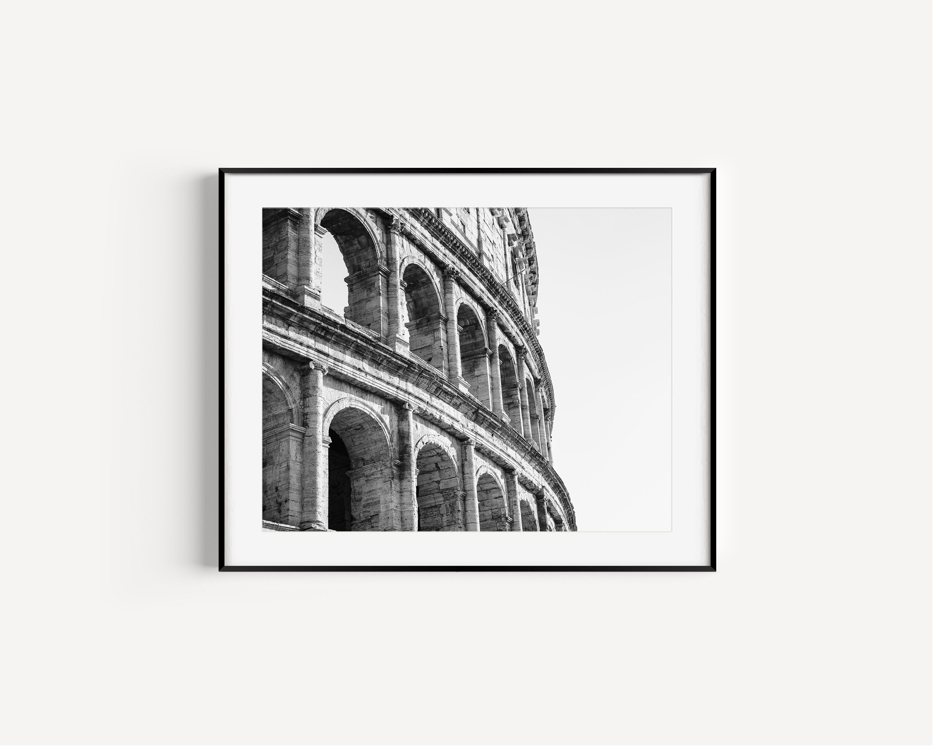 Roman Colosseum Architecture, Black and White Rome Wall Art, Italy
