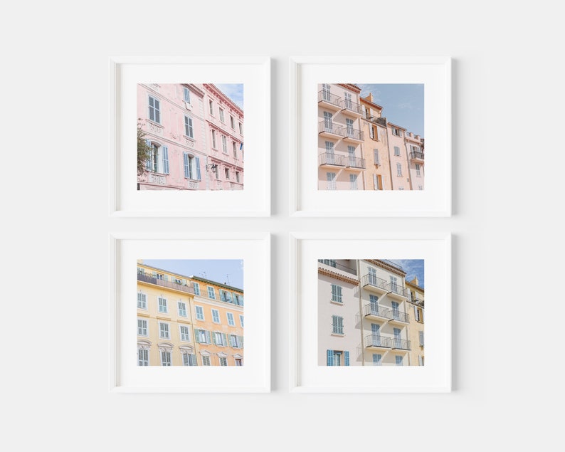 10X10 South of France Prints, Set shops of Four French Riviera Prints, Pastel Wall Art, French Photography, Cote D'Azur, Nice France, St. Tropez