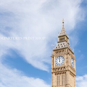 Big Ben London landmark photography print with blue skies and clouds in the background