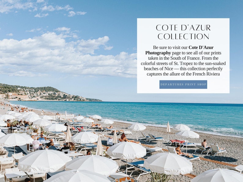 Cote d'Azur Photography, Nice France Travel Poster, French Riviera Print, Promenade des Anglais, Coastal Wall Art, French Coast, Beach Print image 10