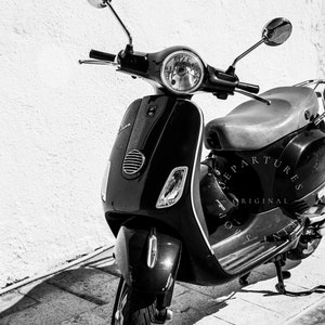 Black and white Vespa in Italy photography print