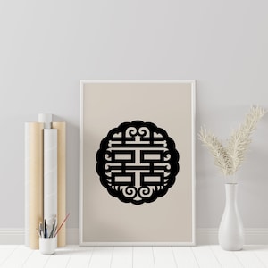 Printable Korean Poster | Korea Traditional Pattern | Wall Decor living room | Korean Gift | Auspicious Sign | Korea Wall Art