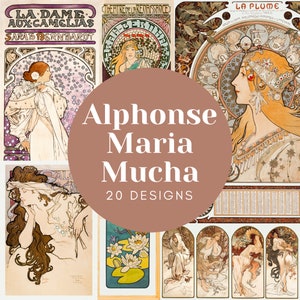 20 Alphonse Maria Mucha Art Nouveau Artwork Clipart / Vintage Poster / Vintage Art Poster / Vintage Source / Art Nouveau