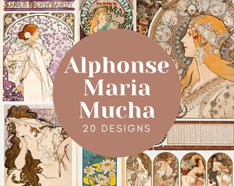 20 Alphonse Maria Mucha Art Nouveau Artwork Clipart / Vintage Poster / Vintage Art Poster / Vintage Source / Art Nouveau