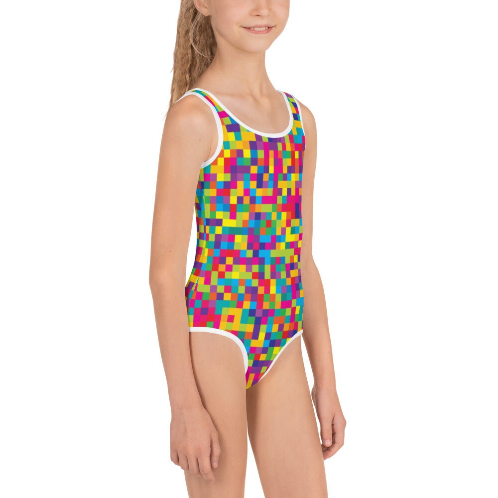 Adorable Girls One Piece Swimsuit Colorful One Piece Etsy