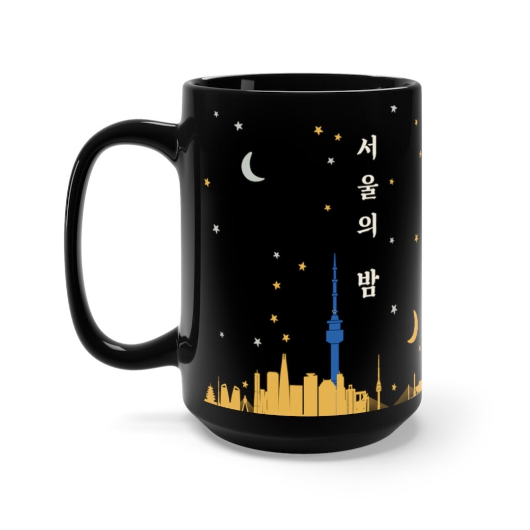 Korean Gifts Korean Mug 15 Oz Korean Art Mug Hangul Mug Seoul & Busan