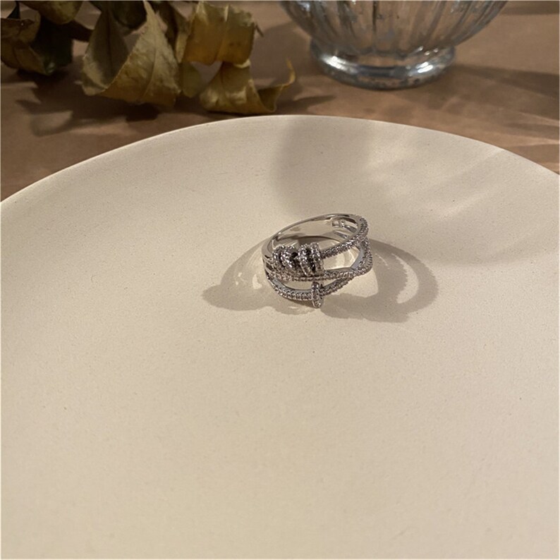 Cross finger ring index finger ring three rings three rings diamond open ring
