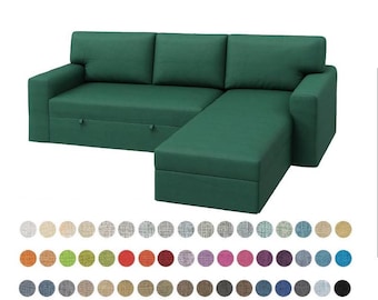 Capa BÅRSLÖV, Capa feita sob medida para sofá-cama Barslov de 3 lugares com chaise, Capa de reposição Barslov, Barslov, Capa feita à mão