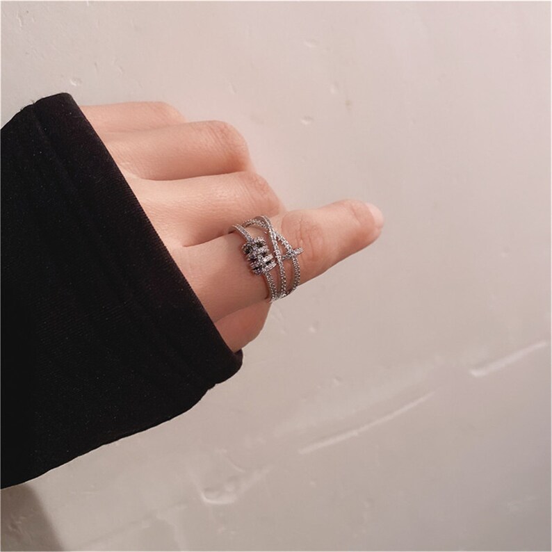 Cross finger ring index finger ring three rings three rings diamond open ring