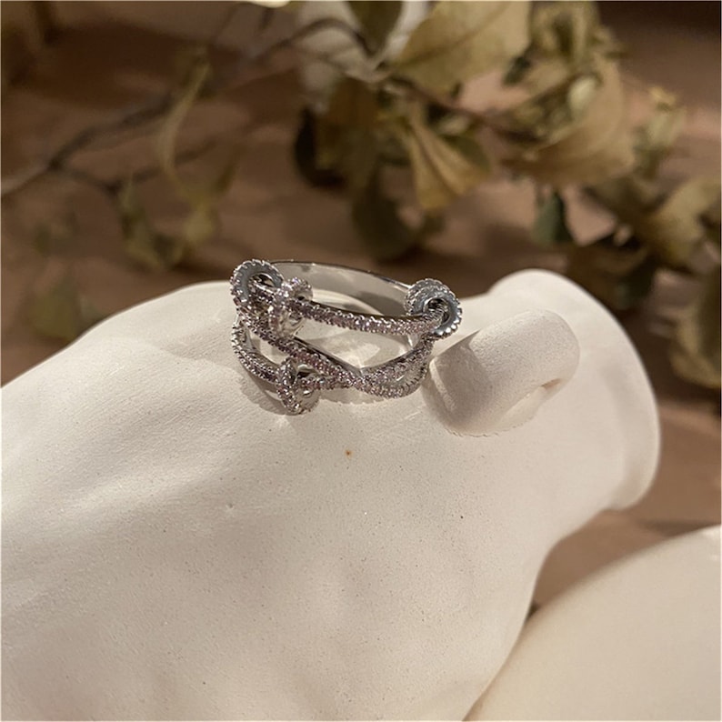 Cross finger ring index finger ring three rings three rings diamond open ring