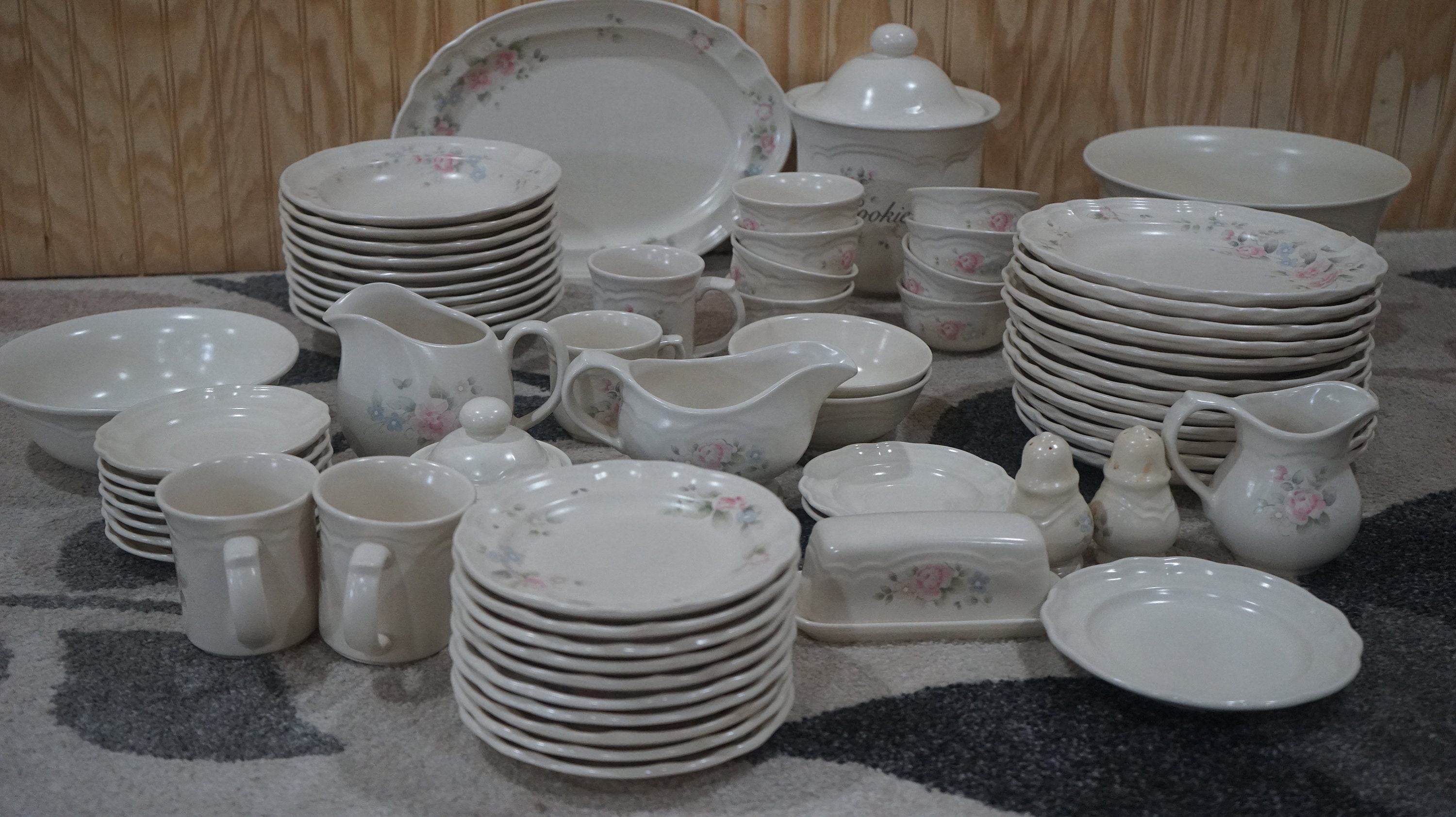 Vintage Pfaltzgraff Tea Rose Dinnerware 55 Piece Set Etsy