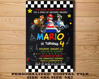Party Invitation Mario Kart Etsy Party Invitation Mario Kart Etsy
