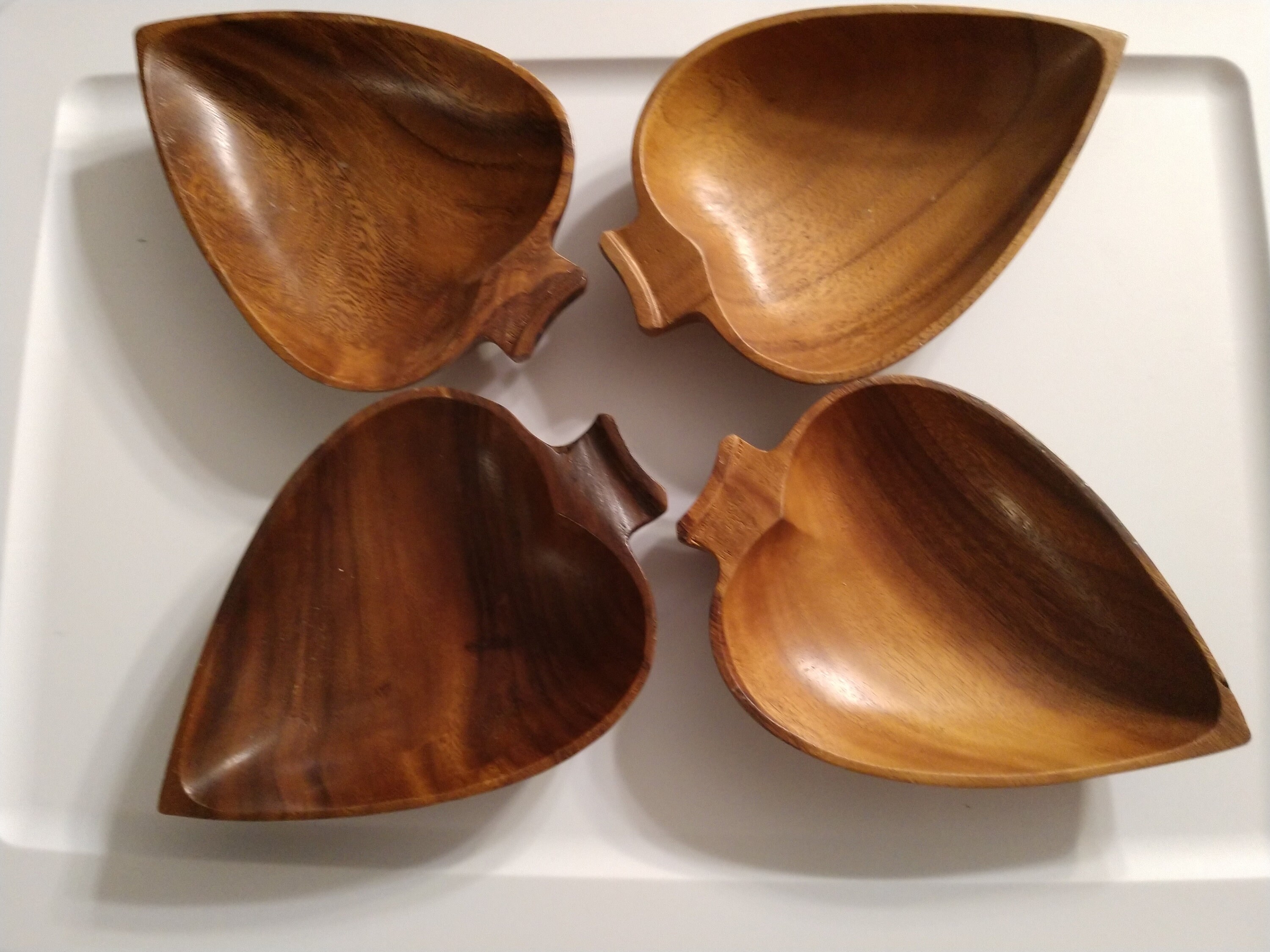 Set of 4 wood snack bowls Etsy