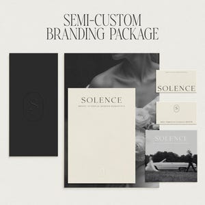 Semi-aangepast brandingpakket: aanpasbaar logo, submerk, merkbord en items | Merkidentiteit