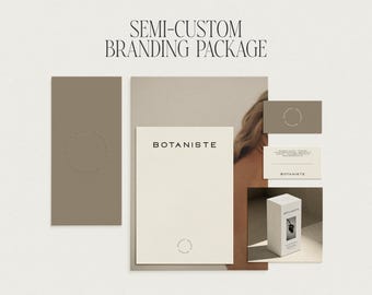 Paquete de marca semipersonalizada: logotipo personalizable, submarca, tablero de marca y activos / identidad de marca