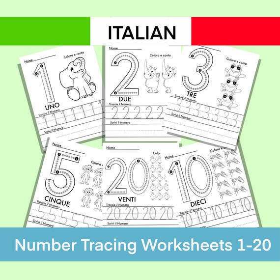 Italian Worksheet Numbers .pdf Italian Numbers 1 20 Worksheets