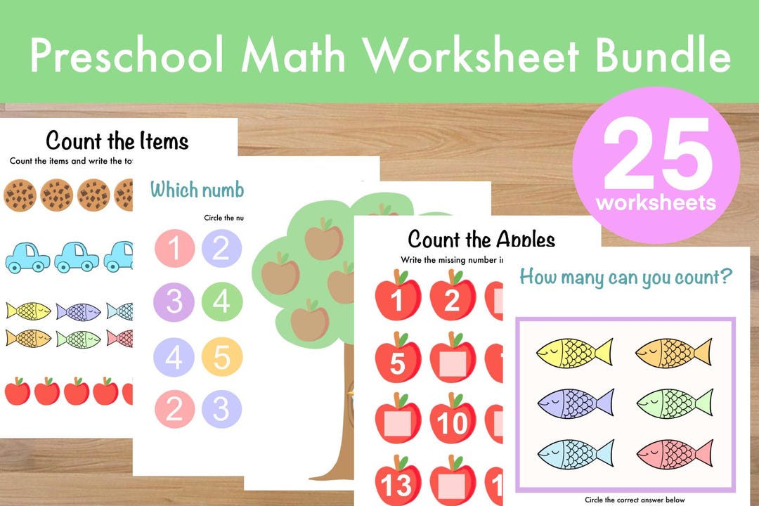 Montessori Math Count and Match Activity Printable Preschool Worksheets ...
