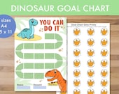 Dinosaur Reward Chart Printable: Kids' Goal Tracker (PDF Download, US Letter/A4 Size)