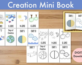7 Days of Creation Mini Book: Bible Story Coloring Craft (Digital Download)