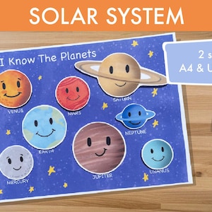 Attività sul sistema solare / Foglio di lavoro Montessori sui pianeti (download digitale, PDF)