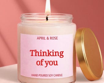 Candela "Pensando a te", regalo di condoglianze, candela per esprimere affetto, regalo per lutto, candela confortante, regalo per un amico, cera di soia