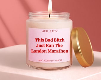 Esta chica mala corrió la Maratón de Londres, regalo de maratón, corredora de maratón, vela de cera de soja