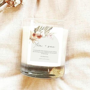 Wedding gift, personalised wedding candle, soy wax, minimalist, minimalist print, wedding day, just married, newly wed gift, boho, scandai