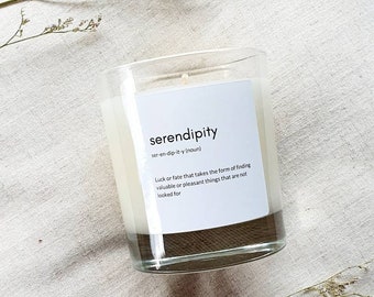 Serendipity dictionary definition quote candle handpoured soy wax. Luxury scented