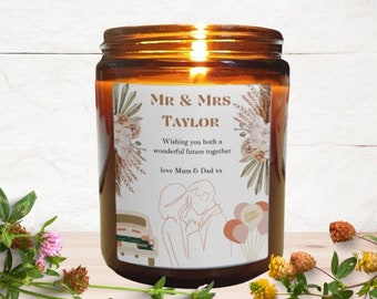 Mr and Mrs Wedding personalised candle gift, soy candle, hand poured candle, apothecary soy candle, personalised soy candle