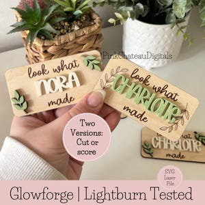 Holz Magnetische Look was Gemacht | Fotohalter Kinder | Geschenk für Mama | Glowforge Lightburn + Geprüfter Laser Schnitt Gravur Digitale Datei