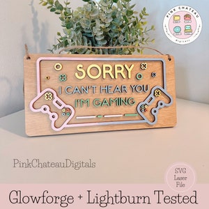 Gaming Türschild | Spielkonsole SVG digitale Lasergravur Schnittdatei | Glowforge bereit und getestet