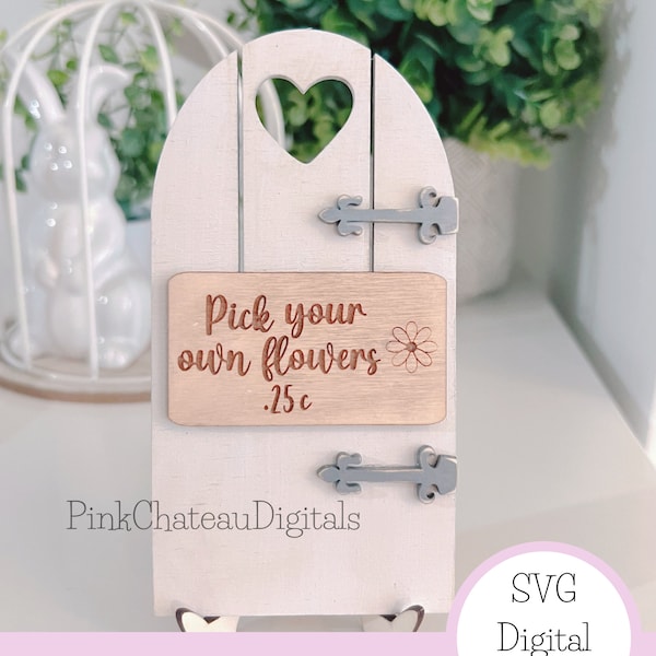 Spring Theme | Garden Gate |  SVG Digital Cut File | 1/8" | Glowforge Ready and Tested | Mini Signs | Home Decor