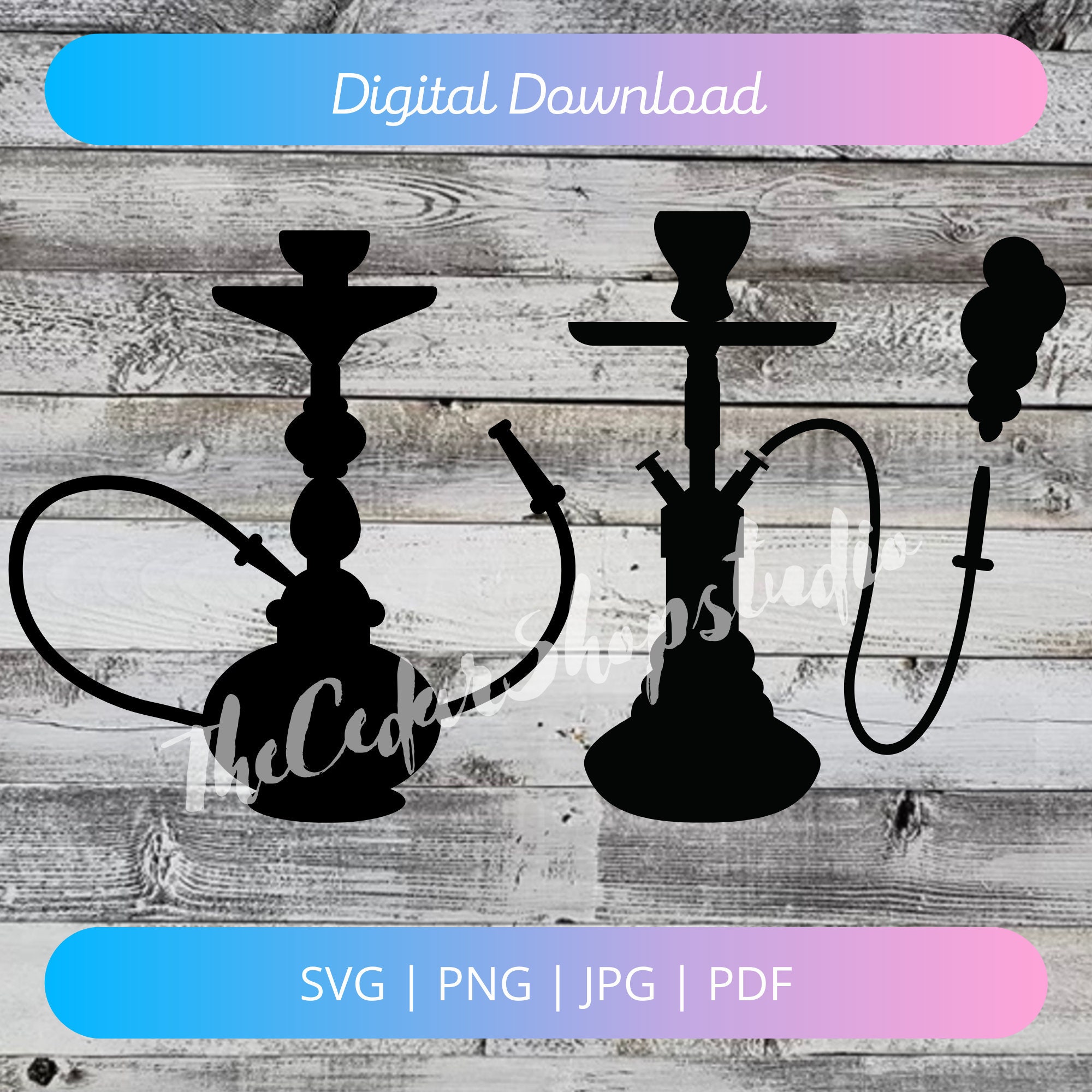 Shisha Hookah Outline Svg Png Cut File Cricut Design Space Etsy