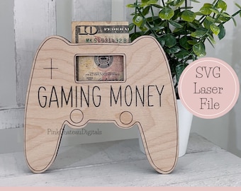 Money Gift Holder SVG Laser File | GAMING MONEY Video Game Controller | Engraved Cut File | Glowforge XTool Lightburn  Tested