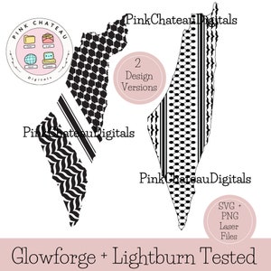 2 Version Keffiyeh in Form von Palästina Karte Umriss Digitale Datei Kunst PNG + SVG Druck oder Schnitt / Gravur Datei | Siebdruck Glowforge Tested