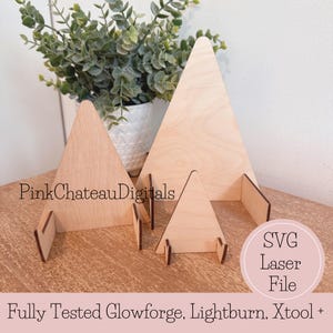 3 Pc Set 1/8&quot; Thickness Easel Stands (3 Sizes 3&quot; 5&quot; + 7&quot;) SVG Digital Laser Engraved Cut File | Glowforge Lightburn Fully Tested