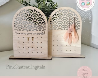 Earrings Holder Display Stand | Digital Laser Cut File | Glowforge Silhouette Lightburn Tested