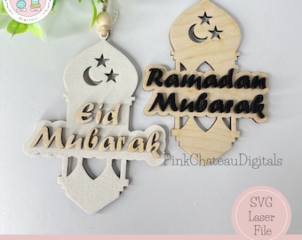 Eid and Ramadan Lanterns / Wall Hangings Home Decor or Gift Tags Islamic / Laser Cut SVG Digital File | Glowforge & Lightburn Tested