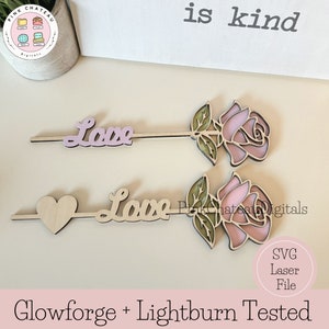 Haste customizável em branco de dupla camada rosa de madeira / arquivo de corte digital SVG | Glowforge e Lightburn testados