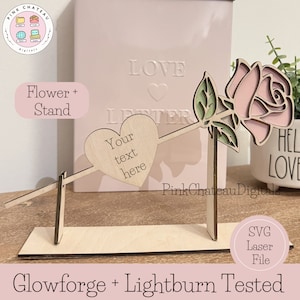 Haste personalizável em branco de dupla camada de madeira rosa + suporte / arquivo de corte digital SVG | Glowforge e Lightburn testados