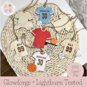 Sport Jersey Ornament Bundle | SVG Laser graviert Cut File Glowforge & Lightburn getestet | Acrylholz