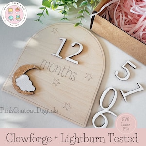 Baby Meilensteine Foto Requisiten | SVG Laser gravierte Schnittdatei | Glowforge & Lightburn getestet | Acryl oder Holz | Urlaub Thema