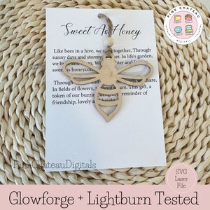 Zoet als honing: Bumble Bee Ornament SVG bestand knippen + bijpassende PDF afdrukken | Glowforge en Lightburn getest