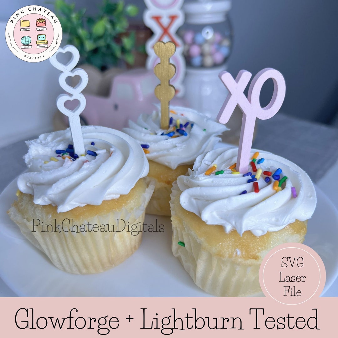 3 Piece Bundle Cupcake Topper Sticks Love Inspired Xoheartset