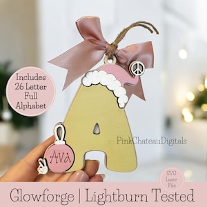 Retro preppy volledige alfabetset 26 bestand | Tags kerstsok | Rugzakhangers | Digitaal SVG-laserbestand | Glowforge Lightburn getest