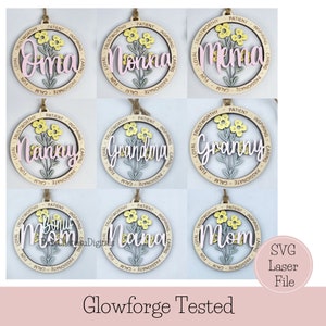 Mama Oma Blumen Bundle Ornament SVG Laser gravierte Schnittdateien | Glowforge / Lightburn Thunder CNC Ortur Laser getestet