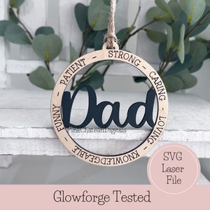 Papa Ornament SNELLE SCORE SVG Laser gegraveerd gesneden bestand | Inspirerende beschrijvende woorden | Glowforge klaar en getest | Op maat gesneden houtbestand