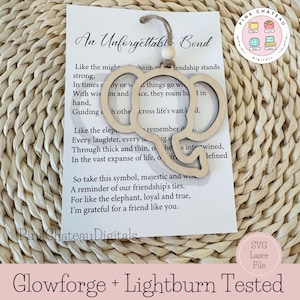 Un lien inoubliable : ornement d'amitié éléphant fichier SVG + impression PDF assortie | Testé sur la forge luminescente et les brûlures de lumière