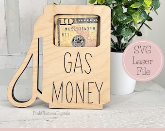 Money Gift Holder SVG Laser File | GAS MONEY | Engraved Cut File | Glowforge Ready & Tested